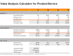 Value Analysis Calculator For Product Service