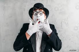 funny mime actor with makeup mask