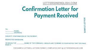confirmation letter for payment