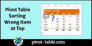pivot table sorting problem wrong item