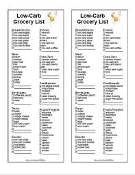 Printable Low Carb Carbohydrate Grocery Shopping List