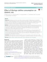 Pdf Effect Of Moringa Oleifera Consumption On Diabetic Rats