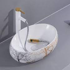 Oval Bathroom Ceramic Wash Basin Forest