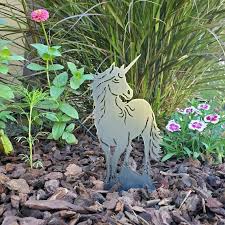 Small Unicorn Fairy Garden Stake Metal