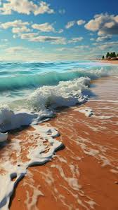 Serene Blue Ocean Waves Lap Against