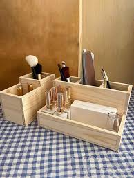 makeup storage box desktop wooden