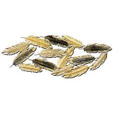 Gold And Silver Feathers Metal Wall Art