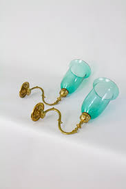 A Pair Of 19th Century Teal Glass