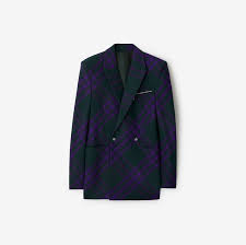 Burberry Men's Double-Breasted Check Wool Sports Jacket