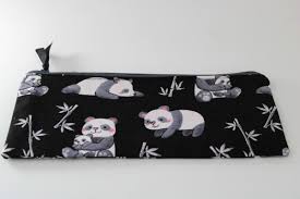 panda fabric zipper pencil pouch makeup