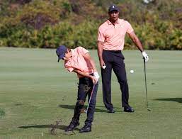 Tiger Woods and son Charlie shoot bogey ...