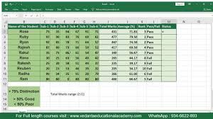 ms excel student mark sheet