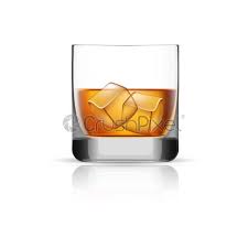 Whisky Glass Ice Cubes Icon Realistic