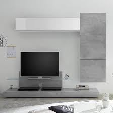 infra tv stand and glass shelf in white