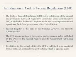 Code of Federal Regulations | PPT