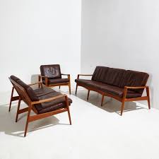 danish leather sofa set by arne wahl
