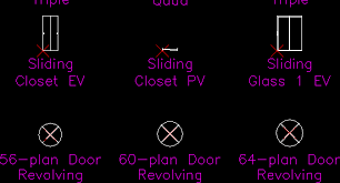 sliding and revolving doors dwg block