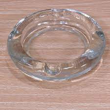Vintage Heavy Clear Glass Ashtray Round