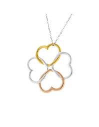 tri color 4 leaf clover necklace