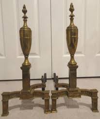 Carved Brass Fireplace Andirons W