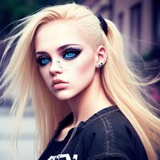 gothic barbie blonde hair blue eyes