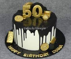 Gold And Black 50th Birthday Cake Birthday Cakes For Men Birthday  gambar png