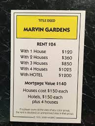 monopoly marvin gardens le deed card