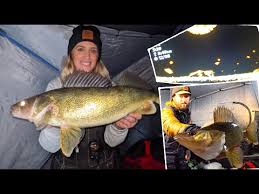 Ice Fishing Walleye In Shallow Water