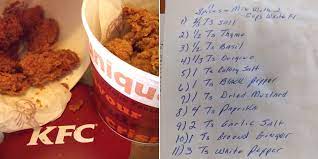 kfc recipe allegedly leaked by colonel