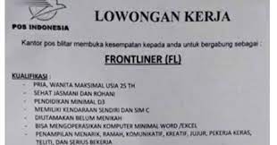 Info loker pos yang selalu update. Lowongan Kerja Frontliner Kantor Pos Indonesia Juli 2020 Rekrutmen Lowongan Kerja Bulan Juni 2021
