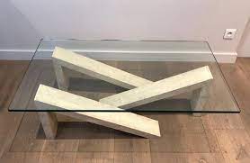 Marble Coffee Table With Glass Top For
