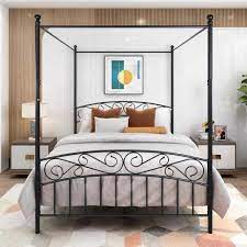 Wide Queen Size Canopy Bed Frame