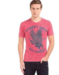 pink tshirts for men by ed hardy