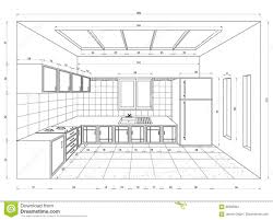 Kitchen Blueprint 3d Perspective Stock Illustration