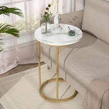 Faux Marble Tabletop And Gold Metal