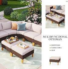 Curved Rattan Sectional Sofa Set
