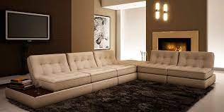 beige leather sectional sofa vg055