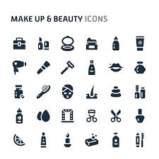 make up beauty icon set fillio black