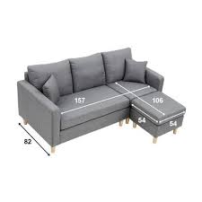 3 Seater Grey L Shape Sofa Set Size