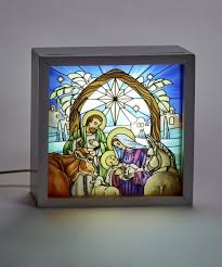 Stained Glass Nativity Led Light Box