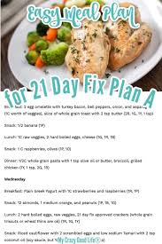 easy 21 day fix meal plan for bracket a