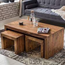 Solid Wood Sheesham Coffee Table With 2