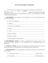 Talent Contract Template Music Artist Manager Management Contract