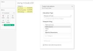 calculate a percene in tableau