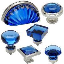 Cosmas Blue Satin Nickel Glass Cabinet