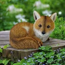 Baby Red Fox Garden Statue Sculpture