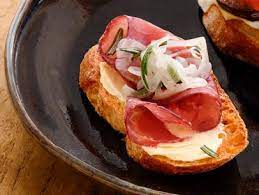 Serve rachael ray's easy, healthy bruschetta with tomato and basil appetizer recipe from 30 minute meals on food network. Shallot Bresaola Bruschetta Recipe Food Network Kitchen Food Network