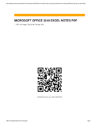 Microsoft Office 2010 Excel Notes Pdf