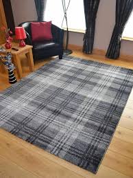 grey black tartan rug runner check mat