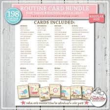 Huge Bundle 198 Printable Routine And Chore Cards Pink Regular Size Chart Included